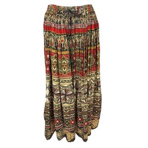 Vintage Basic Editions Boho Maxi Skirt Elastic Waist Long Flowy Skirt Medium
